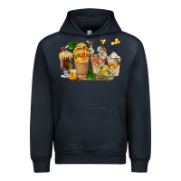 Navy Honey Bee Coffee Cups Urban Hoodie - FaDigitalArtStudio