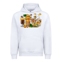 White Honey Bee Coffee Cups Urban Hoodie - FaDigitalArtStudio