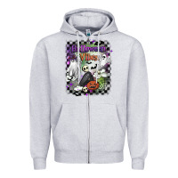 Heather Grey halloween vibes Zipper Hoodie - BarkalooDesign