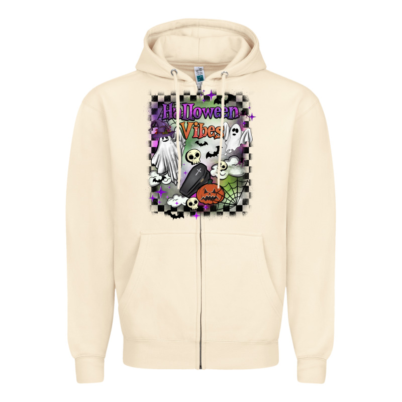 Halloween Vibes Zipper Hoodie by BarkalooDesign | Teevron