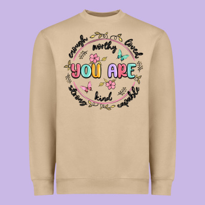 You Are Enough Heavyweight Sweatshirt Designed By Maliassmallbusiness
