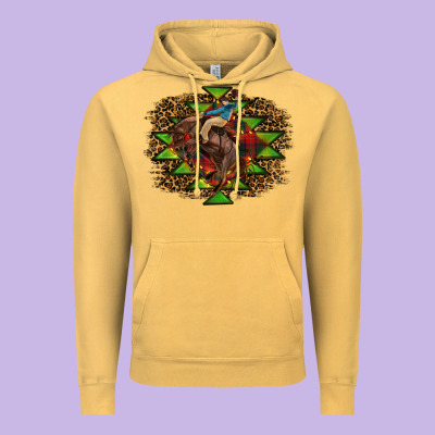 Western Christmas Rodeo Distressed Vintage Hoodie Designed By Ranaportraitstore