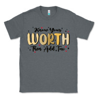 Charcoal Heather know your worth Classic Tee - MaliasSmallBusiness