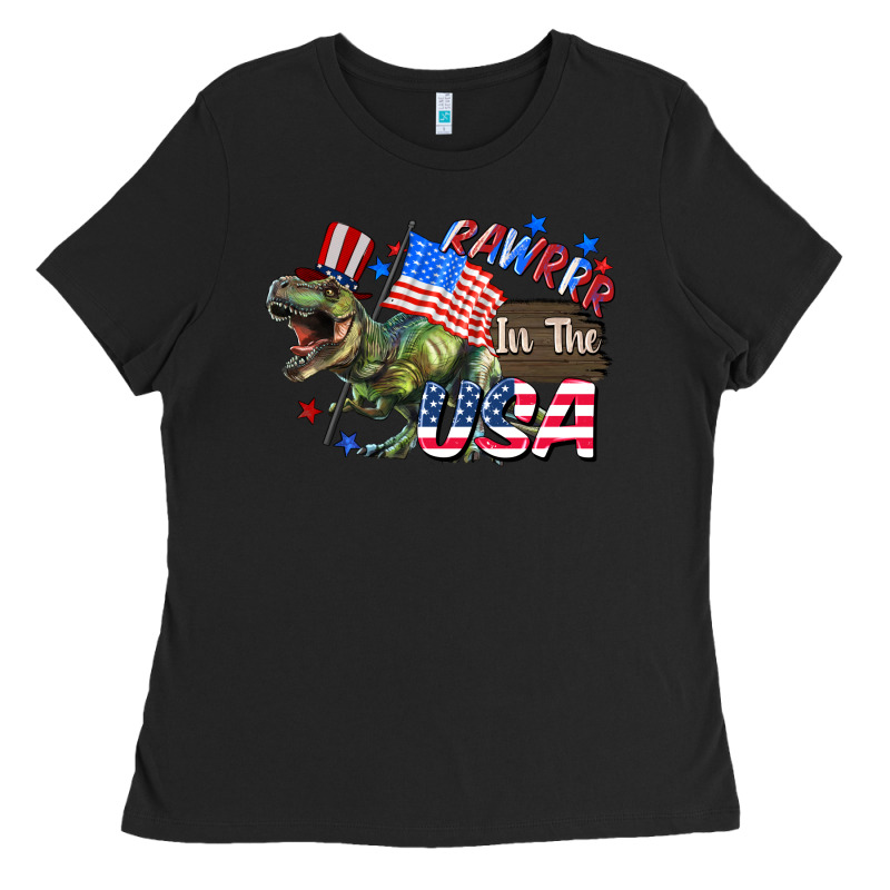 Rawrrr In The Usa 4th Of July Ladies Tee by CowGirlArtShop | Teevron
