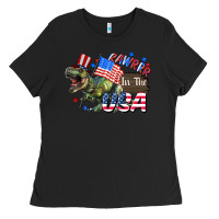 Black Rawrrr in the USA 4th of july Ladies Tee - CowGirlArtShop
