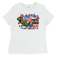 White Rawrrr in the USA 4th of july Ladies Tee - CowGirlArtShop