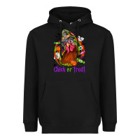 Black Chick or treat Halloween Heavyweight Hoodie - NancyCooperArtShop