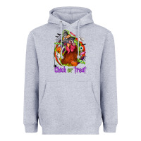 Heather Grey Chick or treat Halloween Heavyweight Hoodie - NancyCooperArtShop
