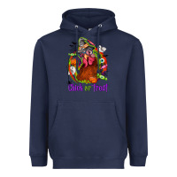 Navy Chick or treat Halloween Heavyweight Hoodie - NancyCooperArtShop