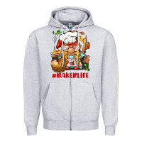 Heather Grey baker life gnome Zipper Hoodie - BarkalooDesign