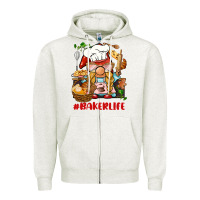 Oatmeal Heather baker life gnome Zipper Hoodie - BarkalooDesign