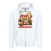 White baker life gnome Zipper Hoodie - BarkalooDesign