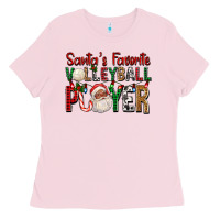 Bubblegum Pink afro santa's favorite volleyball player for christ Ladies Tee - FaDigitalArtStudio