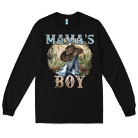Black mamas boy western cowboy boots cactus Long Sleeve Tee - NancyCooperArtShop