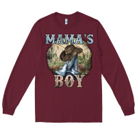 Burgundy mamas boy western cowboy boots cactus Long Sleeve Tee - NancyCooperArtShop
