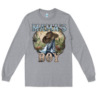 Heather Grey mamas boy western cowboy boots cactus Long Sleeve Tee - NancyCooperArtShop