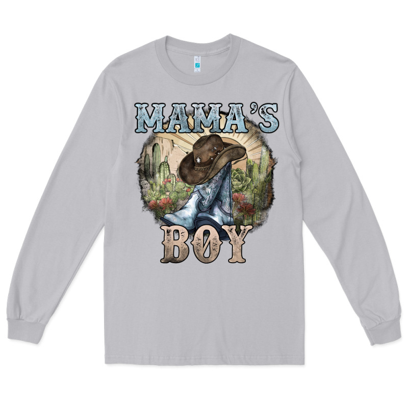 Mamas Boy Western Cowboy Boots Cactus Long Sleeve Tee by NancyCooperArtShop | Teevron