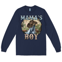 Navy mamas boy western cowboy boots cactus Long Sleeve Tee - NancyCooperArtShop