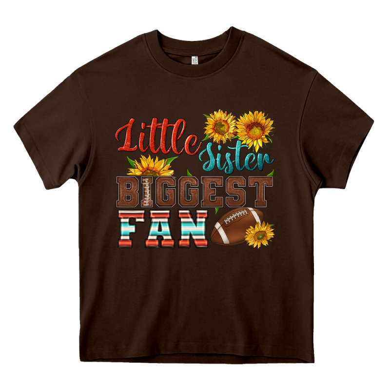 Little Sister Biggest Fan American Football Heavy Core Tee by HRA Design Shop | Teevron