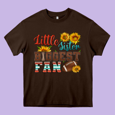 Little Sister Biggest Fan American Football Heavy Core Tee Designed By Hra Design Shop