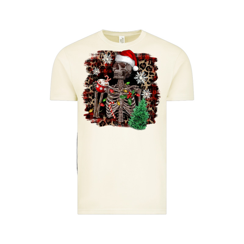Skeleton With Coffee Cup Christmas Vintage Tee by NancyCooperArtShop | Teevron