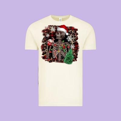 Skeleton With Coffee Cup Christmas Vintage Tee Designed By Nancycooperartshop