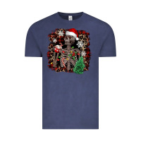 Vintage Denim Skeleton with coffee cup Christmas Vintage Tee - NancyCooperArtShop