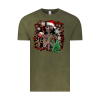 Vintage Olive Skeleton with coffee cup Christmas Vintage Tee - NancyCooperArtShop