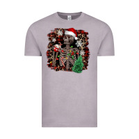 Vintage Zinc Skeleton with coffee cup Christmas Vintage Tee - NancyCooperArtShop