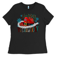 Black happy yeehawliday Ladies Tee - CowhideDigitalArt