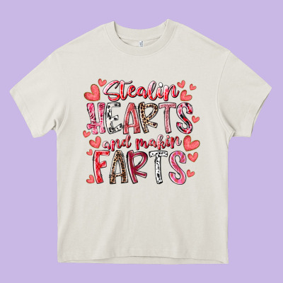Stealin Hearts And Makin Farts Heavy Core Tee Designed By Racoondesign