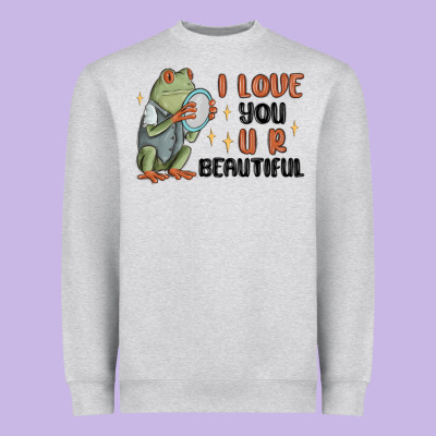 I Love You U R Beautiful Frog Heavyweight Sweatshirt Designed By Maliassmallbusiness