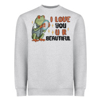 Heather Grey i love you u r beautiful frog Heavyweight Sweatshirt - MaliasSmallBusiness