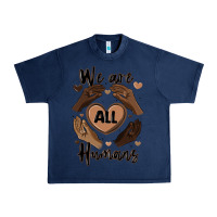 Navy we are all humans Urban Heavy Tee - MaliasSmallBusiness