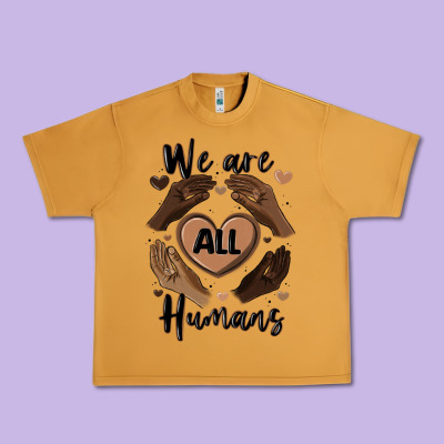 We Are All Humans Urban Heavy Tee Designed By Maliassmallbusiness