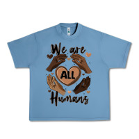 Pebble Blue we are all humans Urban Heavy Tee - MaliasSmallBusiness