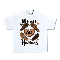 White we are all humans Urban Heavy Tee - MaliasSmallBusiness