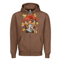 Chestnut mushroom gnome Zipper Hoodie - BarkalooDesign