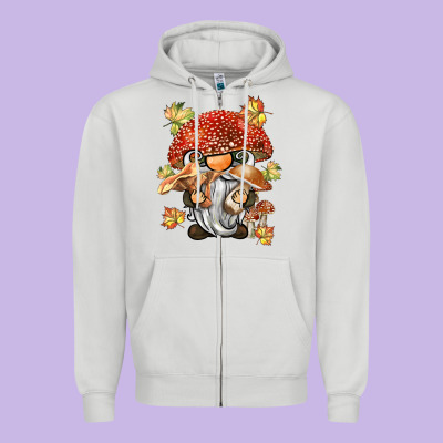 Mushroom Gnome Zipper Hoodie Designed By Barkaloodesign