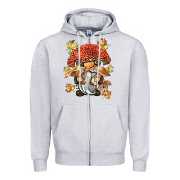 Heather Grey mushroom gnome Zipper Hoodie - BarkalooDesign