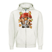 Oatmeal Heather mushroom gnome Zipper Hoodie - BarkalooDesign