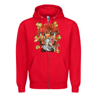 Red mushroom gnome Zipper Hoodie - BarkalooDesign