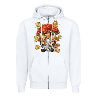 White mushroom gnome Zipper Hoodie - BarkalooDesign