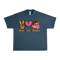 Midnight Navy peace love donuts Urban Heavy Tee - AdoDesignShop