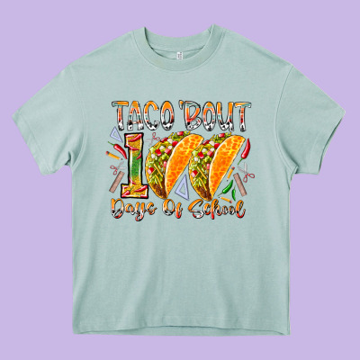 Taco Bout 100 Days Of School Heavy Core Tee Designed By Racoondesign