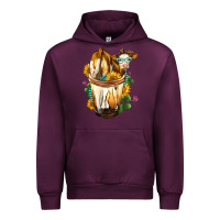 Mauve Wine Simmental Cow Bobba Cup Urban Hoodie - FaDigitalArtStudio