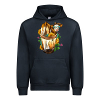 Navy Simmental Cow Bobba Cup Urban Hoodie - FaDigitalArtStudio