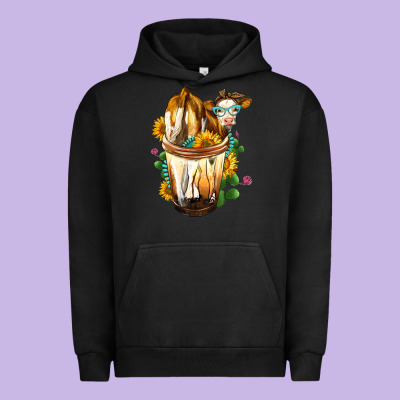 Simmental Cow Bobba Cup Urban Hoodie Designed By Fadigitalartstudio