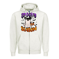Oatmeal Heather spooky season Zipper Hoodie - BarkalooDesign