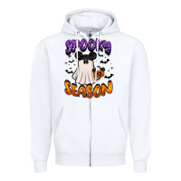 White spooky season Zipper Hoodie - BarkalooDesign